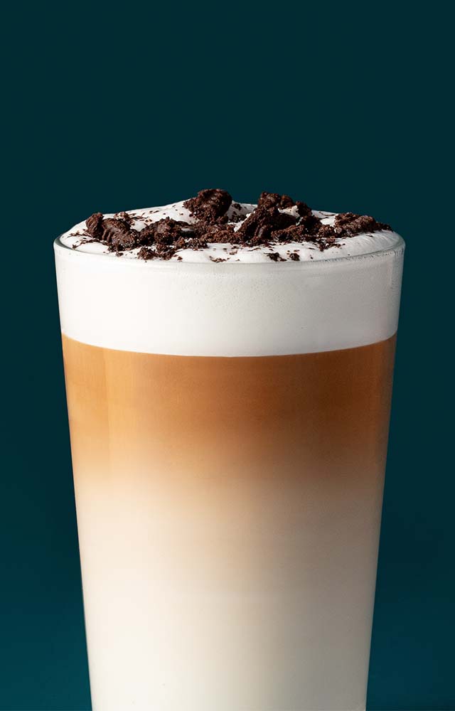 latte macchiato noisette copeaux de chocolat